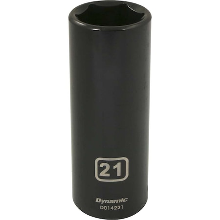 Dynamic 1/2" Drive Deep Socket, Black Phosphate, Tools 1/2" Drive 6 Point Metric, 21mm Deep Length D014221